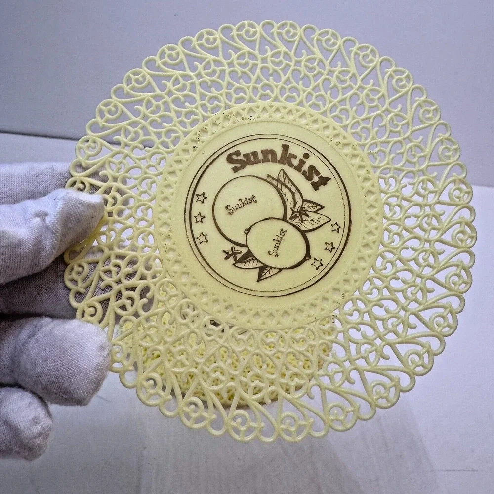 5x Retro VTG Sunkist Plastic Coasters 4.5